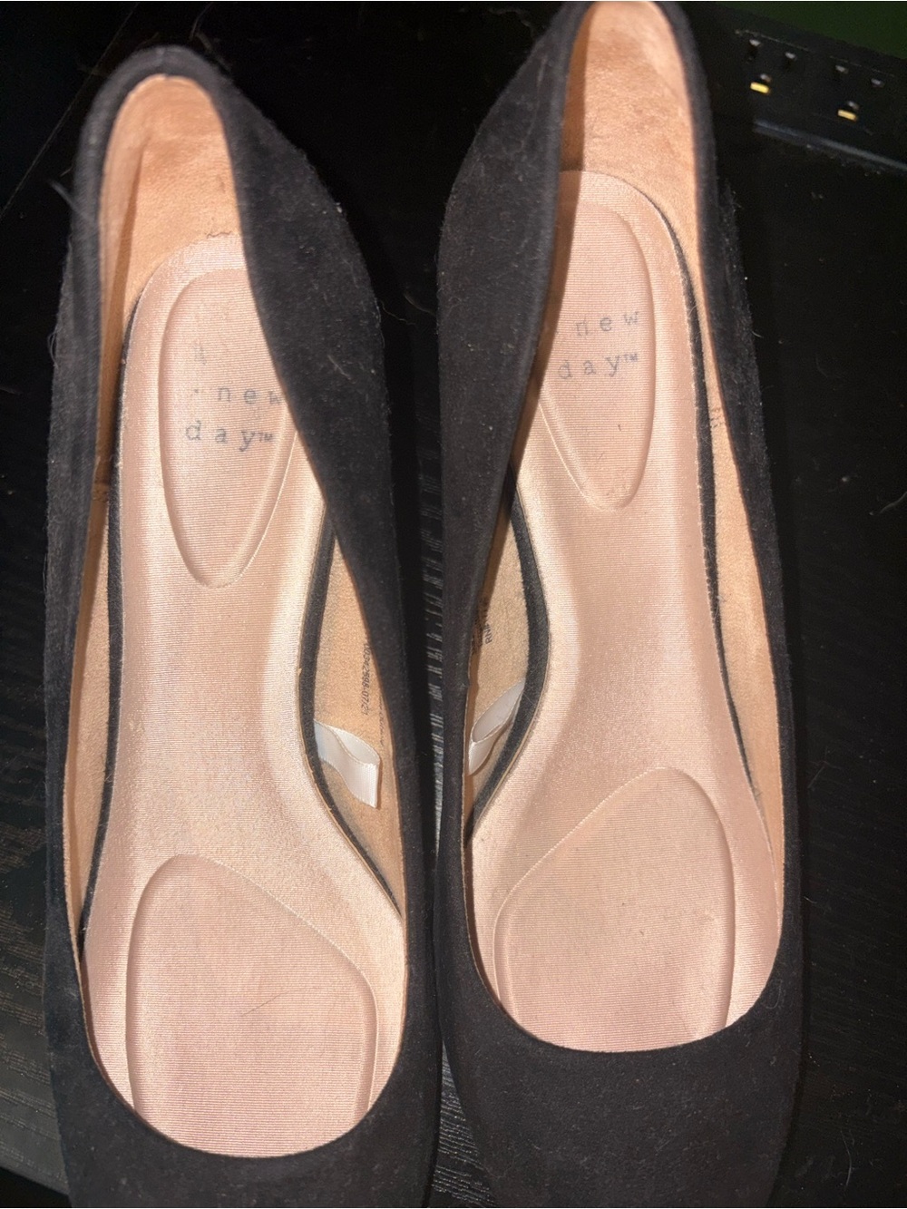 a new day Black Suede Wedge Heels